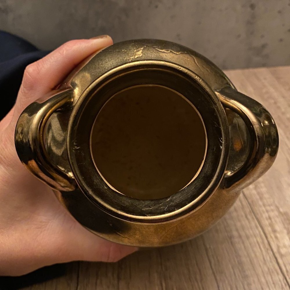 Bronze Metallic Vase with Double Loop Handles - Picture 5 of 10